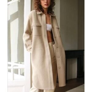 Wilfred Free Jacket Small The Ganna Long Shirt Flax Beige 100% Merino Wool Coat